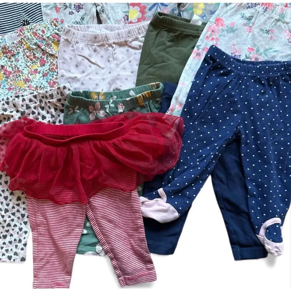 Lot of 13 Carters Baby Girls Leggings Cotton Pants - Sz 6 months